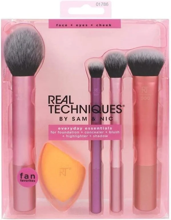 Real Techniques Brush Set (Everyday Essentials, Flawless Base, Enhanced Eye Essentials) 18 Pcs - Image 2