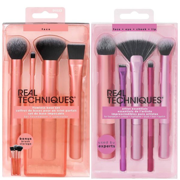 Real Techniques Everyday Eye Essential and Flawless Base Makeup Brush Set 10 Pcs
