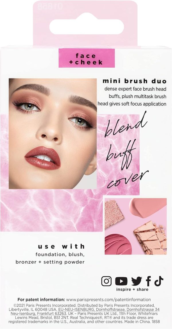Real Techniques Mini Brush Duo For Foundation Blush 2 Piece Set