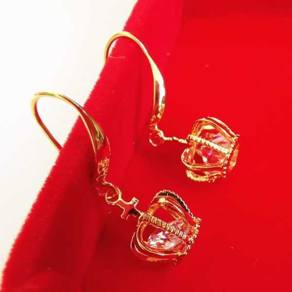 24K Gold Filled Crown Drop Earrings For Women 2