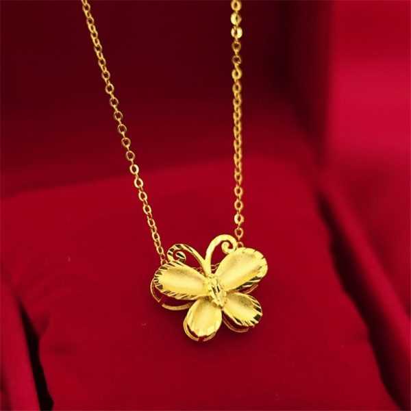 24K Gold Plated Butterfly Pendant With Collier Femme Choker Chain Necklace For Women
