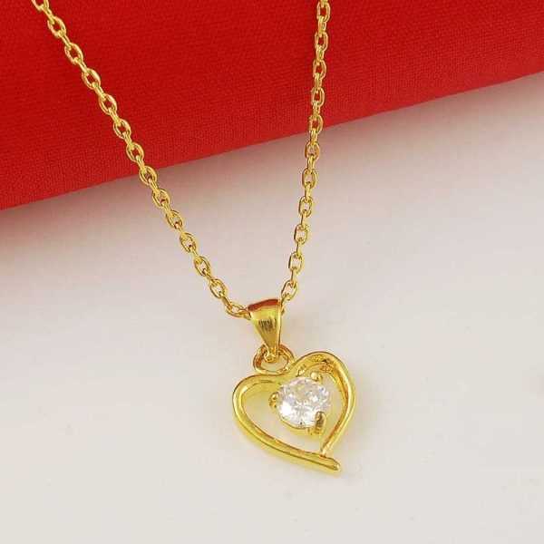 24K Gold Plated Heart Shape Pendant with Chain Necklaces For Women 2 3