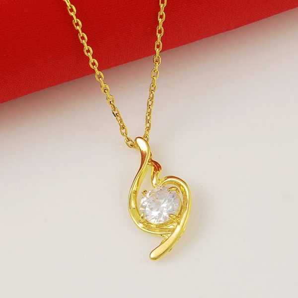 24K Gold Plated Round Pendant with Link Chain Necklace for Women 2