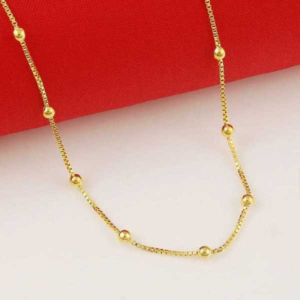 24K Plated Gold Small Ball 2MM Chain Necklaces for Women 2