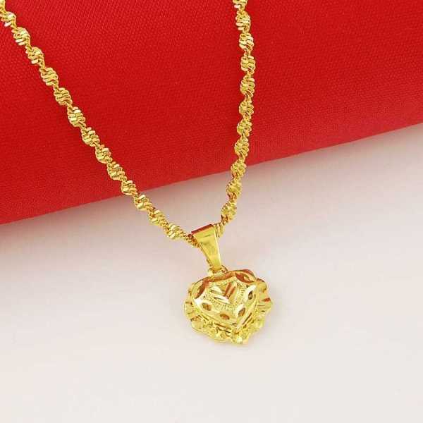 24k Gold Plated Small Heart Snake Chain Necklace