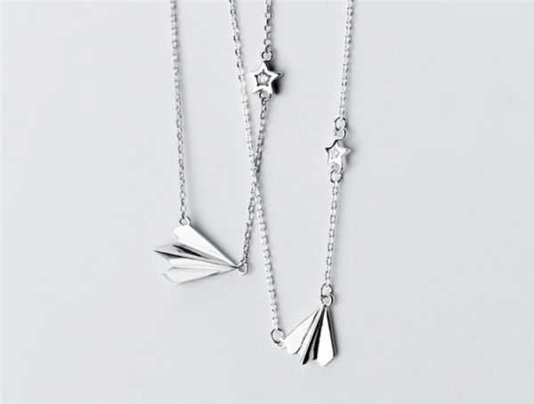 925 Sterling Silver Childhood Paper Plane Simple Student Clavicle Necklace For Women 4