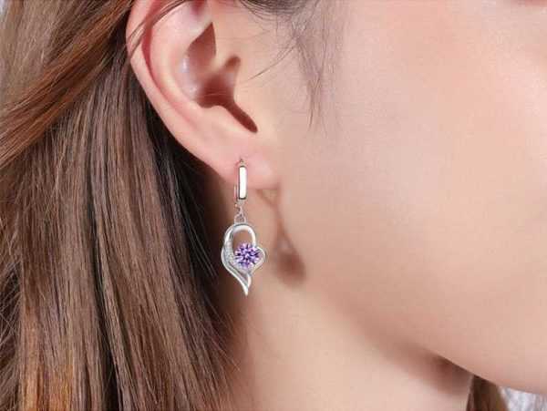 925 Sterling Silver Crystal Zircon Drop Earrings For Women