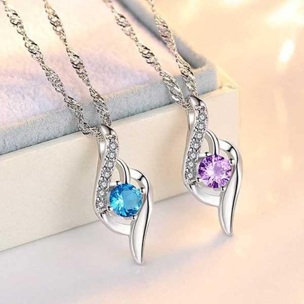 925 Sterling Silver Crystal Zircon Heart Fashion Necklace For Women