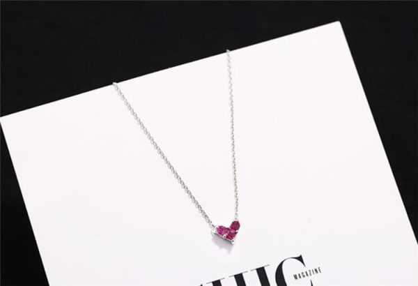 925 Sterling Silver Cute Mini Heart Short Clavicle Necklace For Women 7
