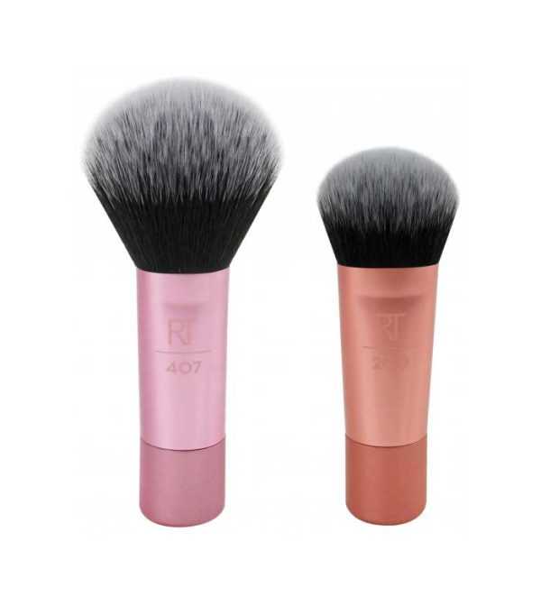 Real Techniques Mini Brush Duo For Foundation Blush 2 Piece Set
