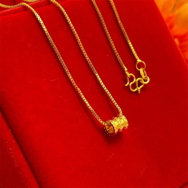 18K Gold Plated Bead Pendant Box Chain Charm Necklaces for Women 2