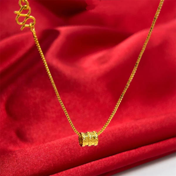 18K Gold Plated Bead Pendant Box Chain Charm Necklaces for Women 3