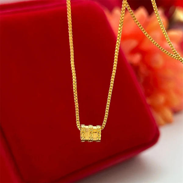 18K Gold Plated Bead Pendant Box Chain Charm Necklaces for Women 5