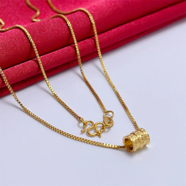 18K Gold Plated Bead Pendant Box Chain Charm Necklaces for Women 6