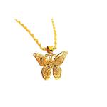 24K Gold Plated Butterfly Charm Pendant with Collier Femme Chain Necklace For Women