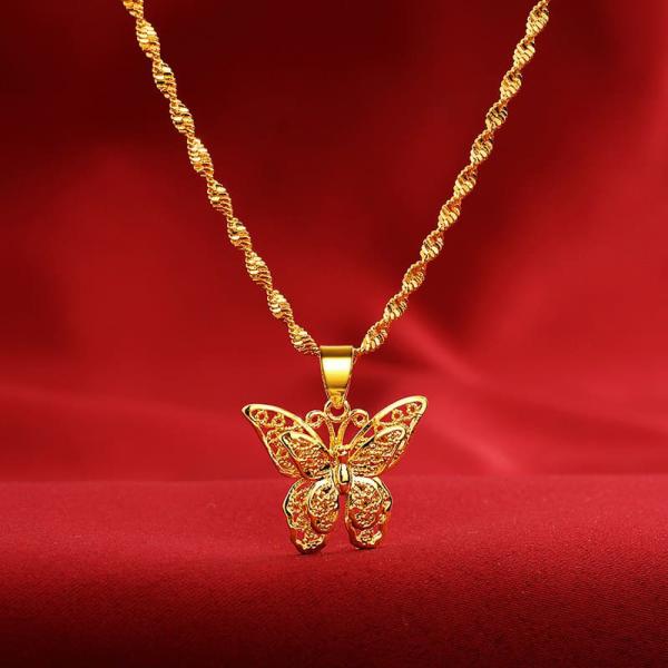 24K Gold Plated Butterfly Charm Pendant with Collier Femme Chain Necklace For Women 2