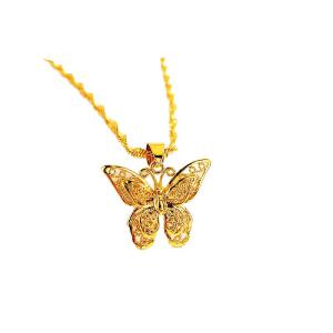 24K Gold Plated Butterfly Charm Pendant with Collier Femme Chain Necklace For Women