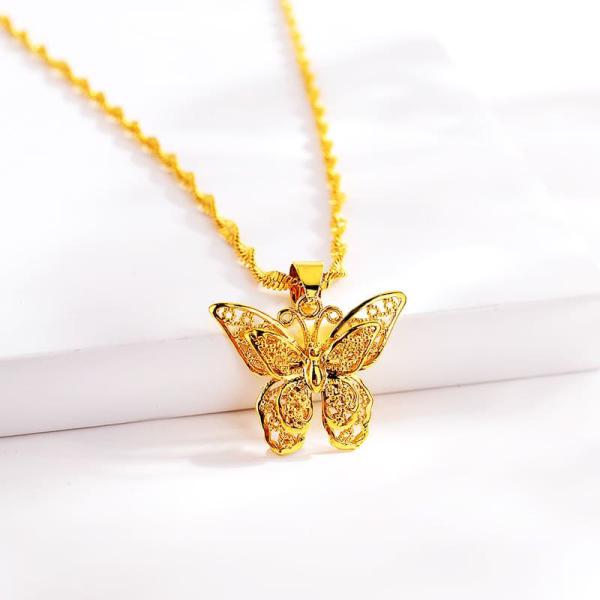 24K Gold Plated Butterfly Charm Pendant with Collier Femme Chain Necklace For Women 4