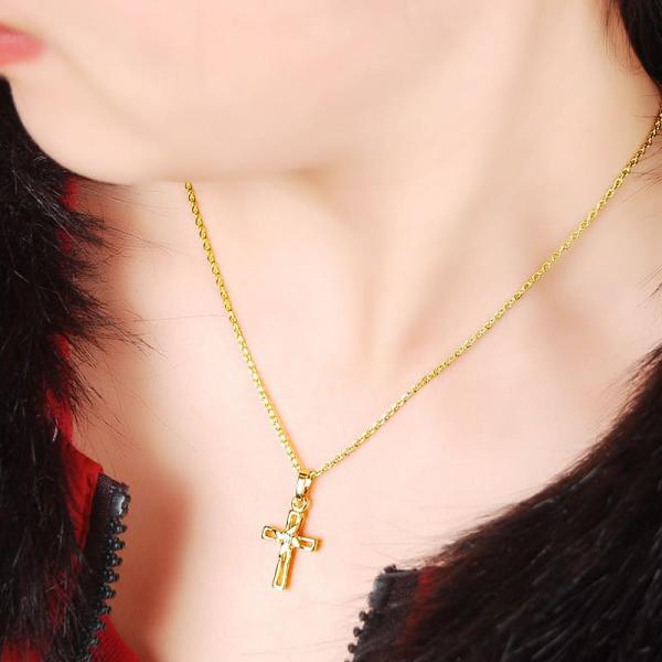 24K Gold Plated Cross Pendant With Twisted Chain Necklace For Unisex 3