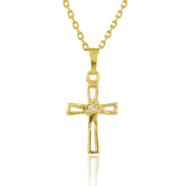 24K Gold Plated Cross Pendant With Twisted Chain Necklace For Unisex