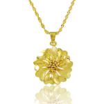 24K Gold Plated Exquisite Flower Pendant with Twisted Chain Necklace For Women