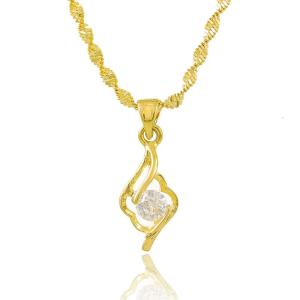 24K Gold Plated Flower Design Necklace with WaterDrop Chain for Women