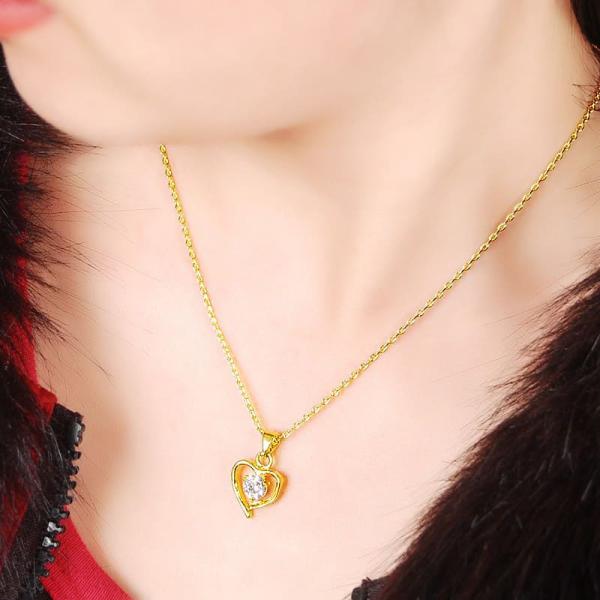 24K Gold Plated Heart Shape Pendant with Chain Necklaces For Women 3