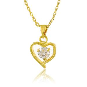 24K Gold Plated Heart Shape Pendant with Chain Necklaces For Women