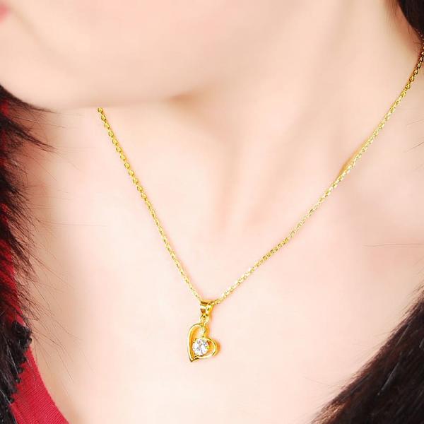 24K Gold Plated Heart Shape Pendant with Chain Necklaces For Women 4