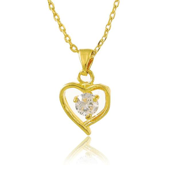 24K Gold Plated Heart Shape Pendant with Chain Necklaces For Women