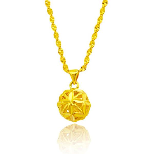 24K Gold Plated Hollow Ball Collier Femme Pendant Necklaces for Women 2