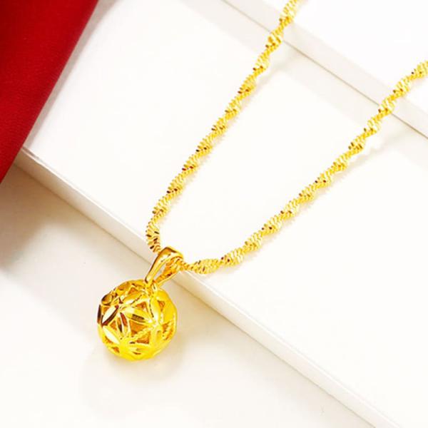 24K Gold Plated Hollow Ball Collier Femme Pendant Necklaces for Women 4