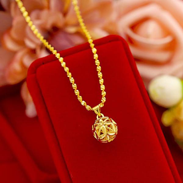 24K Gold Plated Hollow Ball Collier Femme Pendant Necklaces for Women 5