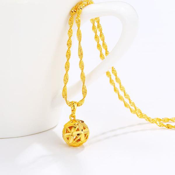 24K Gold Plated Hollow Ball Collier Femme Pendant Necklaces for Women 6