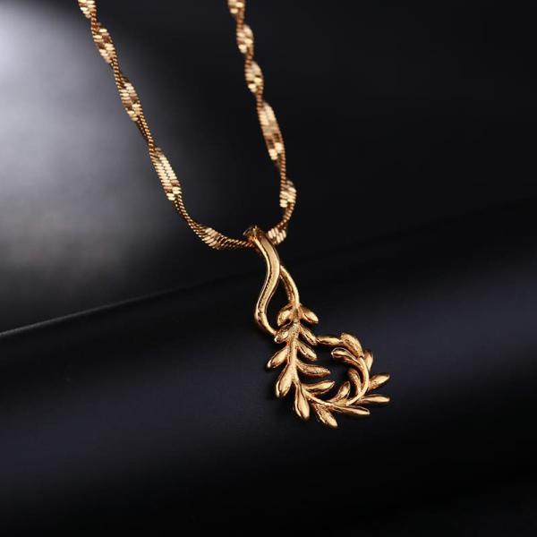 24K Gold Plated Olive Branch Statement Pendant with Chokers Collar WaterWave Chain Necklaces for Women 6