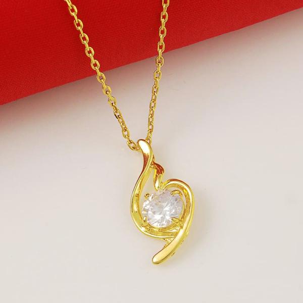 24K Gold Plated Round Pendant with Link Chain Necklace for Women 3