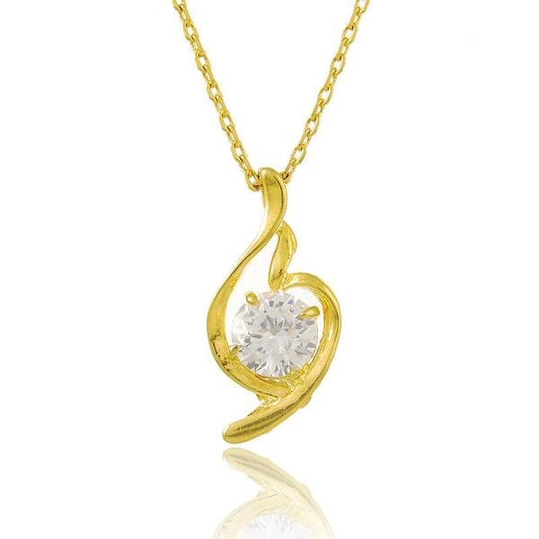 24K Gold Plated Round Pendant with Link Chain Necklace for Women