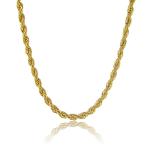 24K Gold Plated Wide Rope Chains Fashion Necklace 30 Inches