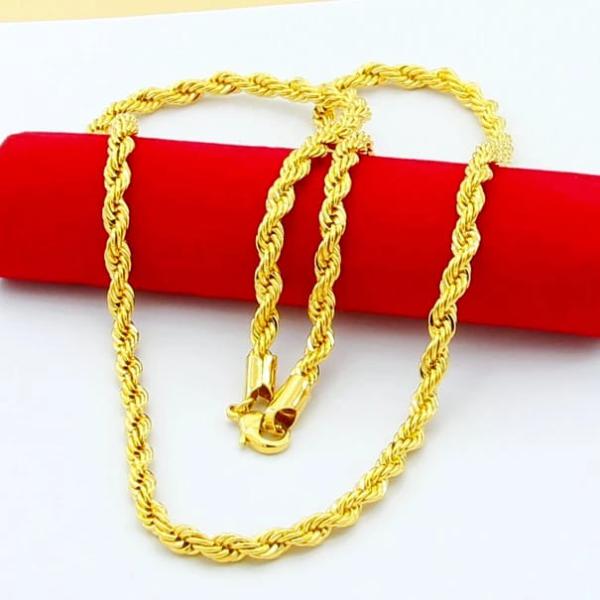 24K Gold Plated Wide Rope Chains Fashion Necklace 30 Inches 2