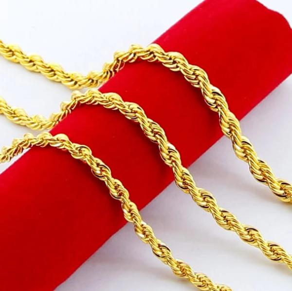 24K Gold Plated Wide Rope Chains Fashion Necklace 30 Inches 3