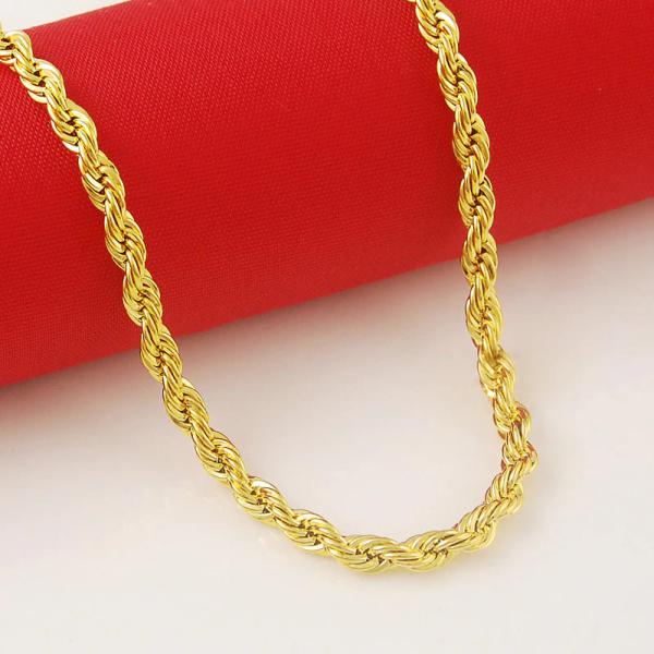 24K Gold Plated Wide Rope Chains Fashion Necklace 30 Inches 4