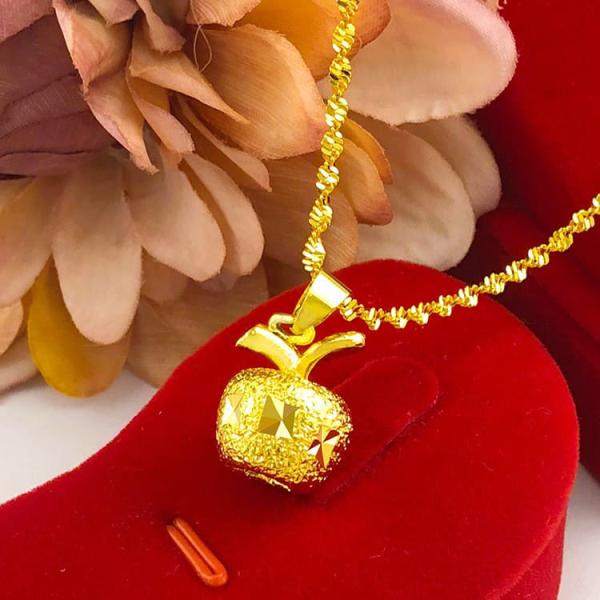 24K Plated Gold Apple Pendant with Chains Collier Choker Necklace For Women 2