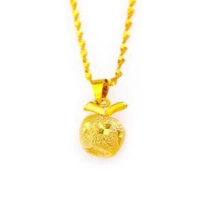 24K Plated Gold Apple Pendant with Chains Collier Choker Necklace For Women