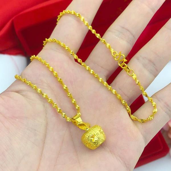 24K Plated Gold Apple Pendant with Chains Collier Choker Necklace For Women 4