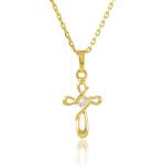 24K Plated Gold Cross Charm Necklaces For Women