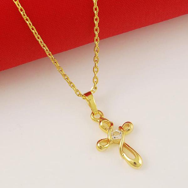 24K Plated Gold Cross Charm Necklaces For Women 2