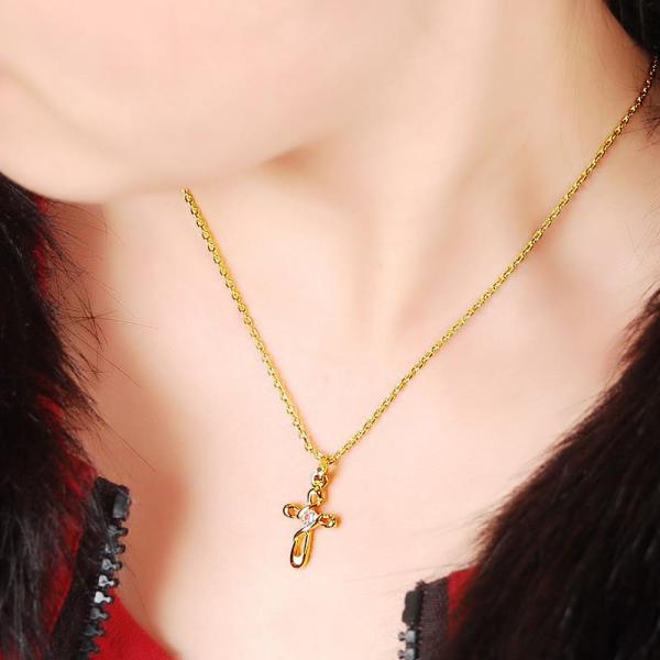 24K Plated Gold Cross Charm Necklaces For Women 3