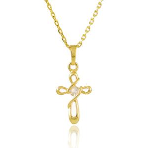 24K Plated Gold Cross Charm Necklaces For Women