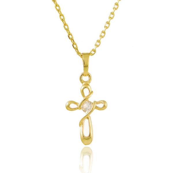 24K Plated Gold Cross Charm Necklaces For Women