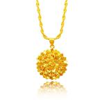 24K Plated Gold Flower Pendant With Water-Wave Collier Choker Chain Necklace For Women